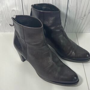 Stuart Weitzman Womens Block Heel Leather Ankle Boots Brown Size 8